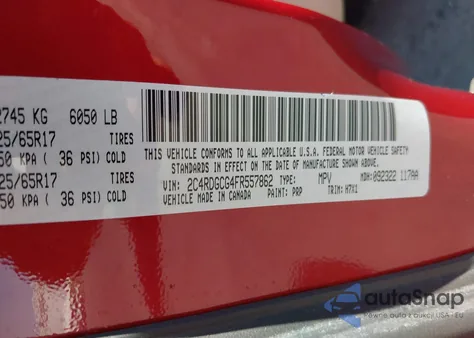 2015 Dodge Grand Caravan Sxt from USA, damaged, VIN 2C4RDGCG4FR557862